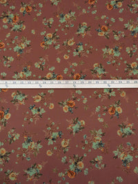 Tuscan Red/Cinnamon/Asparagus/Multi 100% Cotton Floral Rose Print Lawn 43W