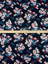 Midnight Navy/Dusty Pink/Scarlet/Multi 100% Cotton Floral Clusters Print Sateen Shirting 43W