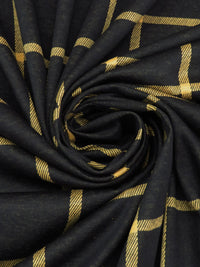 Black/Goldenrod Polyester/Rayon/Lycra Plaid Weave Double Knit 58W