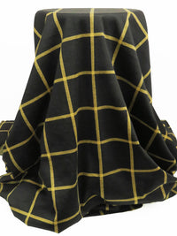 Black/Goldenrod Polyester/Rayon/Lycra Plaid Weave Double Knit 58W