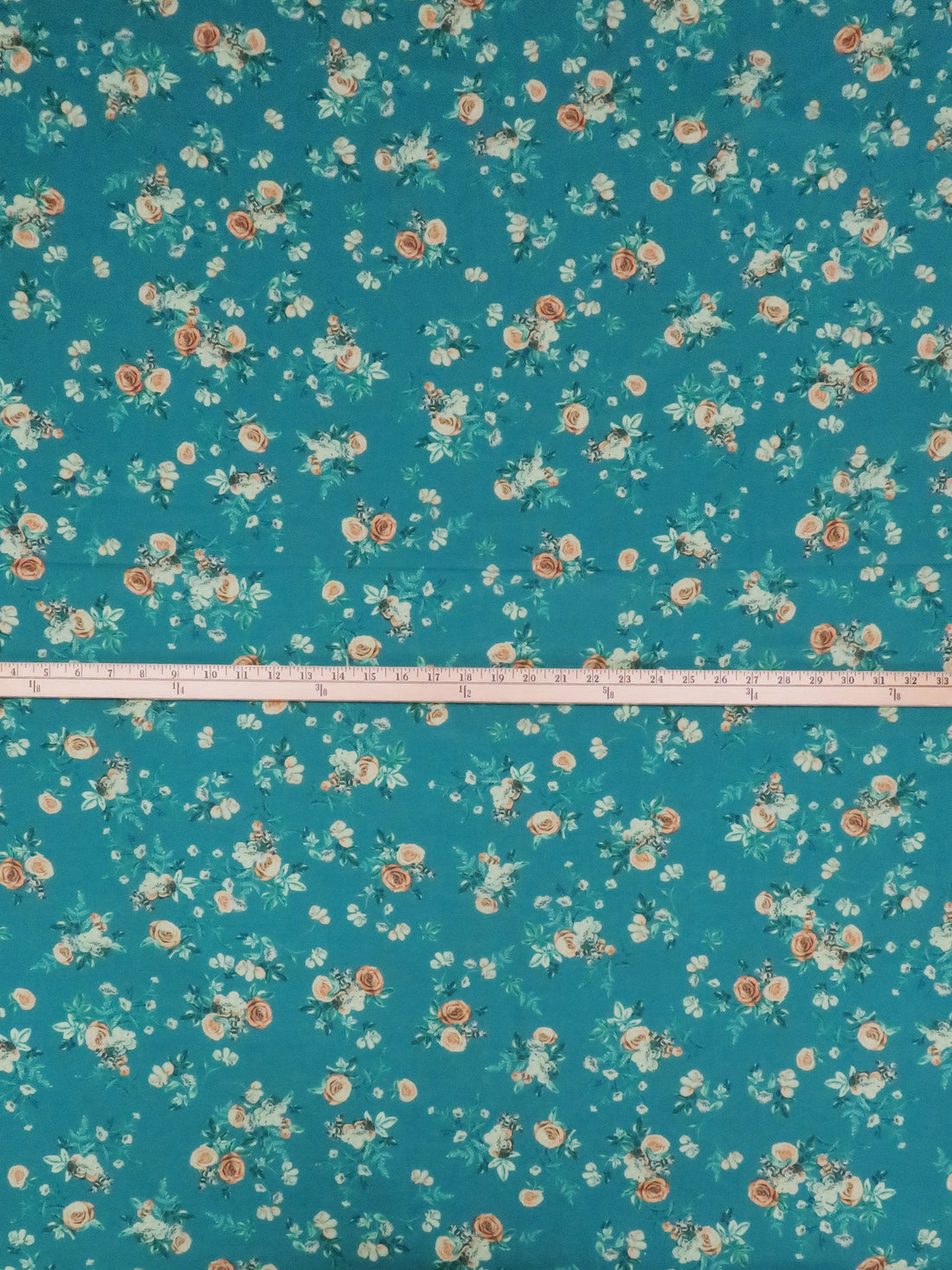 Dark Pacific Blue/Dusty Mango/Cool Evergreen/Multi 100% Cotton Floral Print Lawn 43W
