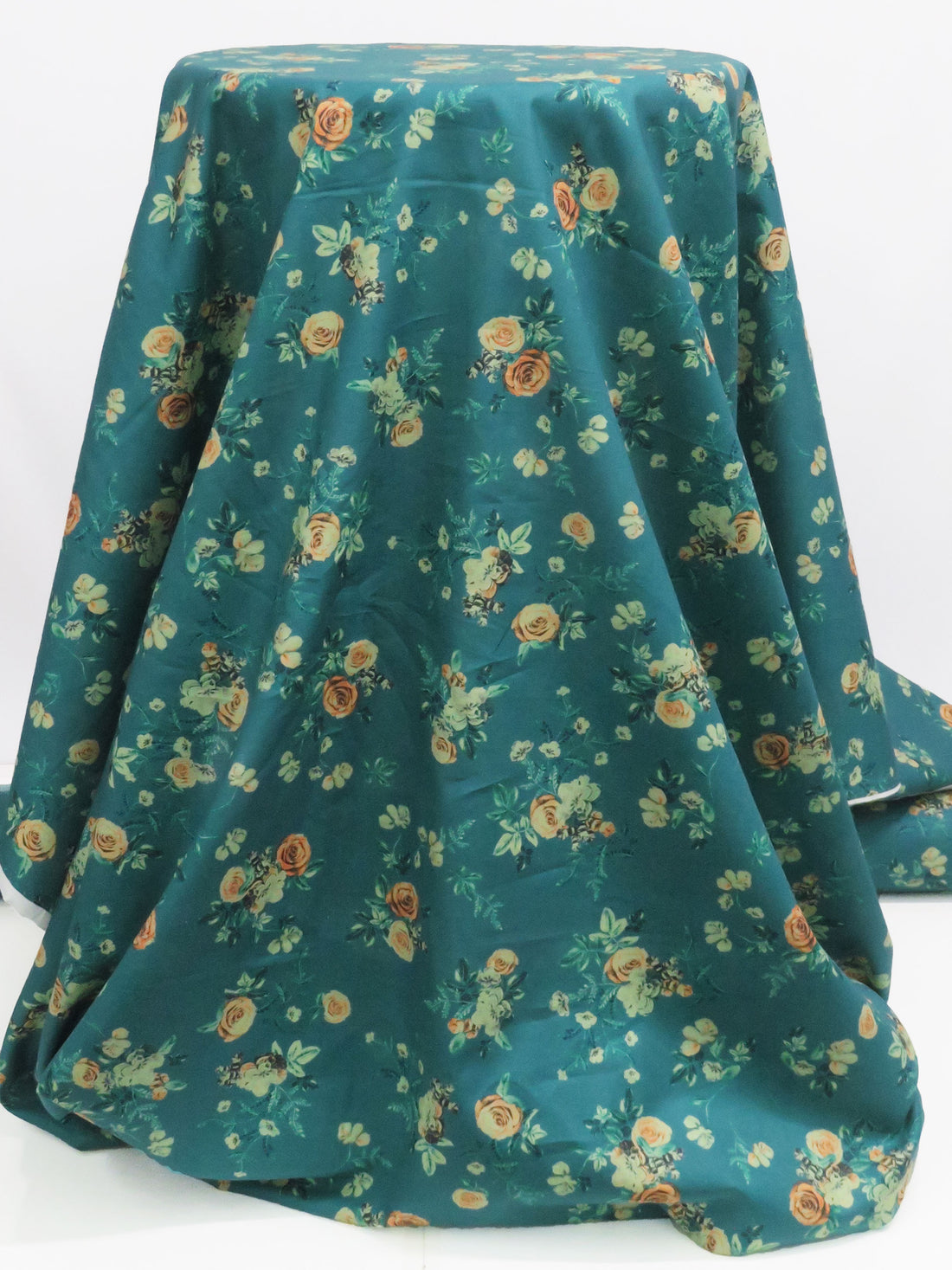 Dark Pacific Blue/Dusty Mango/Cool Evergreen/Multi 100% Cotton Floral Print Lawn 43W