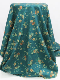 Dark Pacific Blue/Dusty Mango/Cool Evergreen/Multi 100% Cotton Floral Print Lawn 43W
