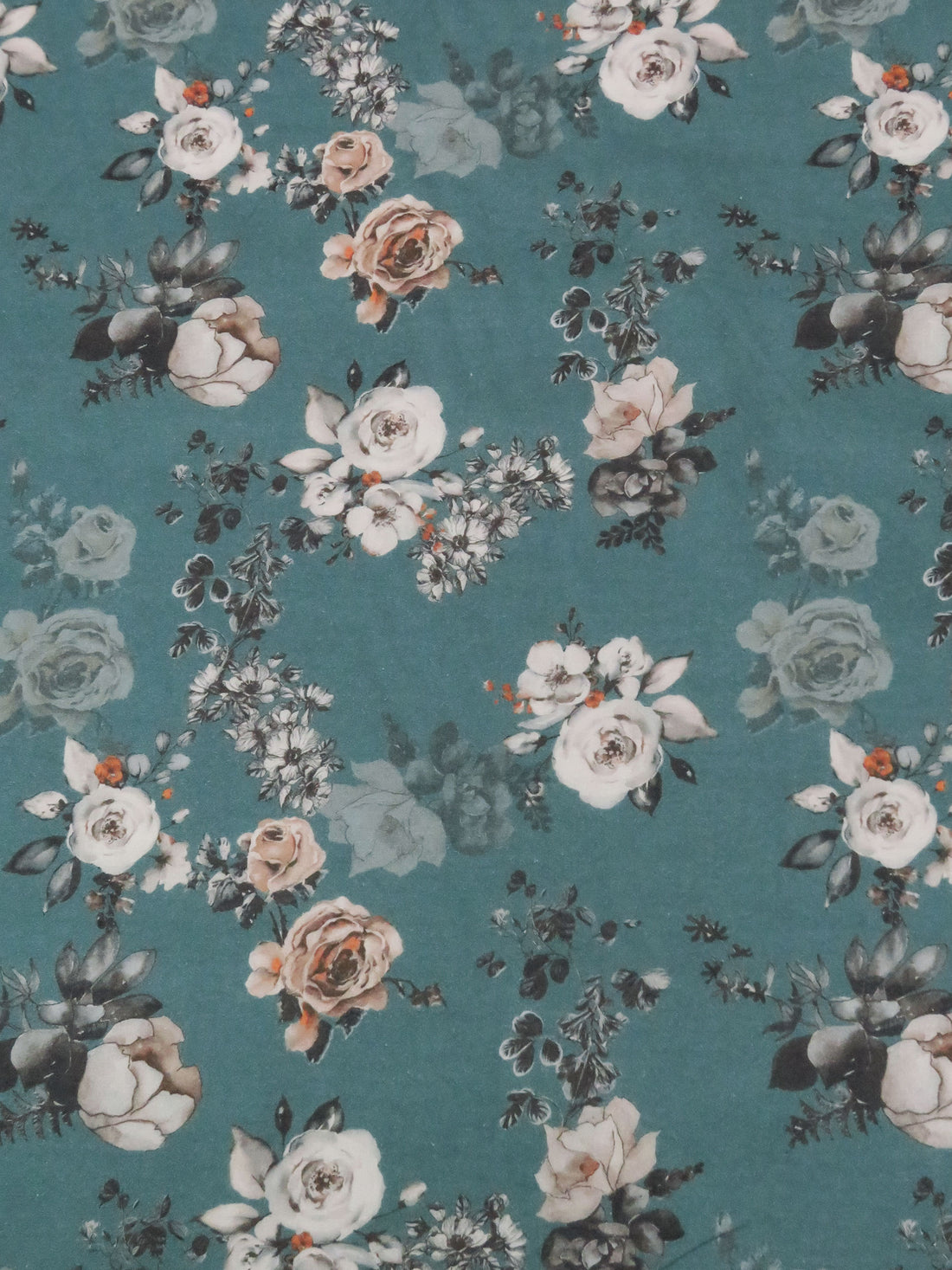 Steel Teal/Pale Gray/Dark Dusty Pink/Multi 100% Cotton Floral Print Lawn 43W
