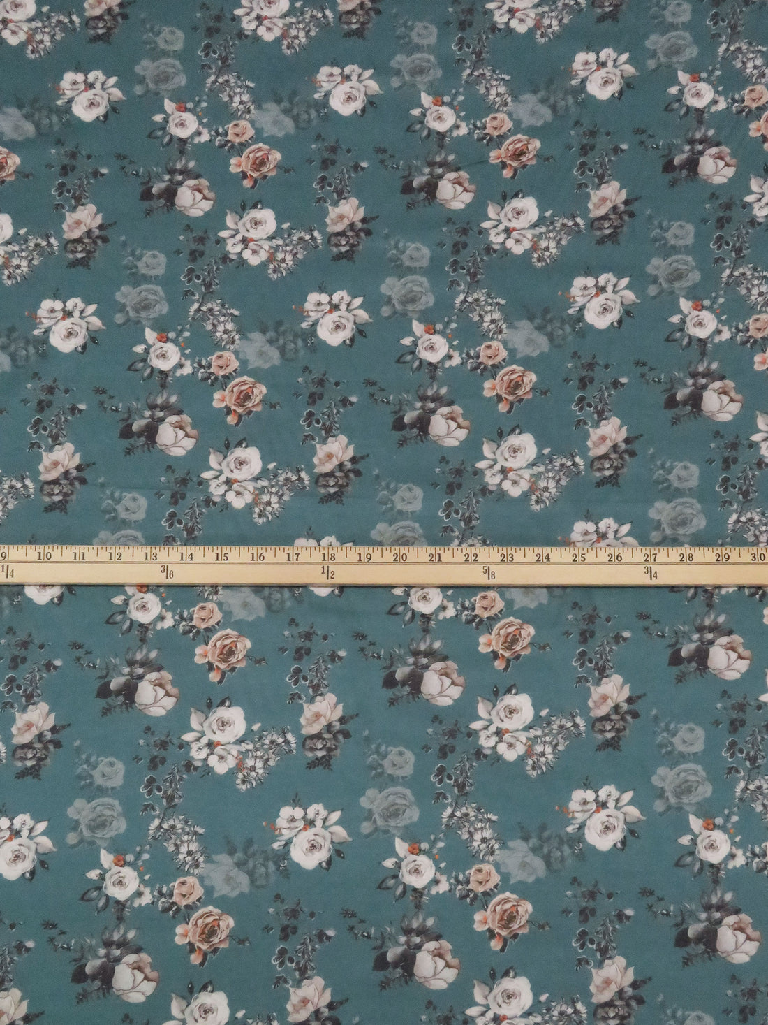 Steel Teal/Pale Gray/Dark Dusty Pink/Multi 100% Cotton Floral Print Lawn 43W