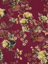 Claret Red/Old Gold/Chestnut/Multi 100% Cotton Floral Print Sateen Shirting 42W