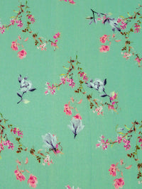 Pale Ocean Green/French Pink/Deep Indigo/Multi 100% Cotton Small Floral Print Lawn 42W