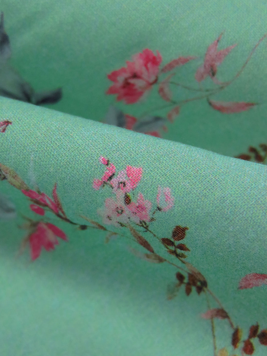 Pale Ocean Green/French Pink/Deep Indigo/Multi 100% Cotton Small Floral Print Lawn 42W
