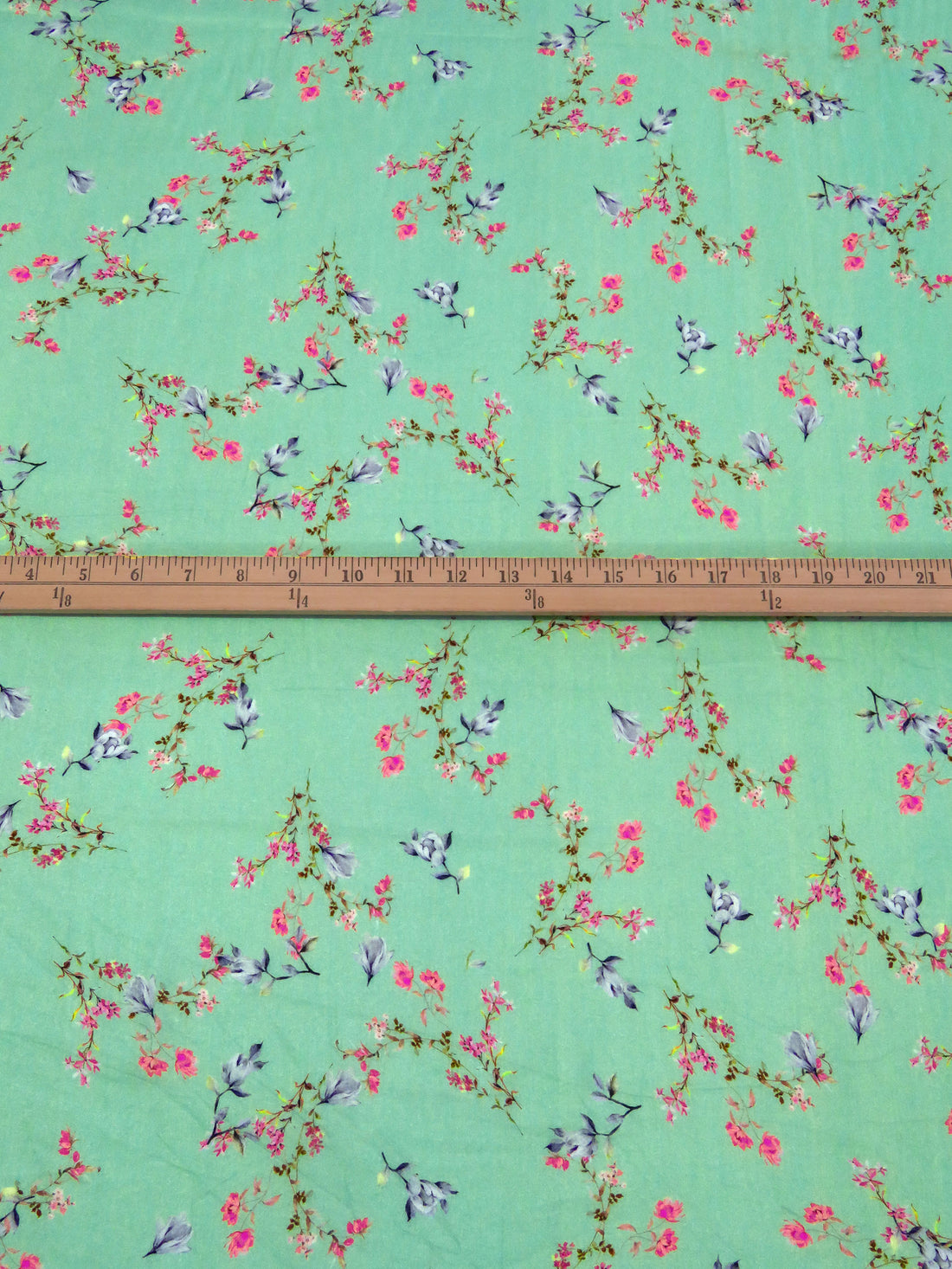 Pale Ocean Green/French Pink/Deep Indigo/Multi 100% Cotton Small Floral Print Lawn 42W