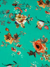 Caribbean Green/Pumpkin/Chocolate/Multi 100% Cotton Floral Print Sateen Shirting 43W