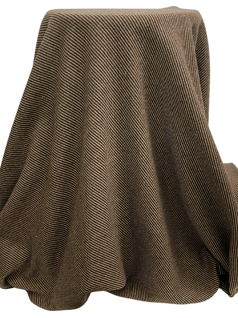 Dark Tan/Dark Walnut Wool/Nylon Wide Twill Coating - NY Designer - 58W