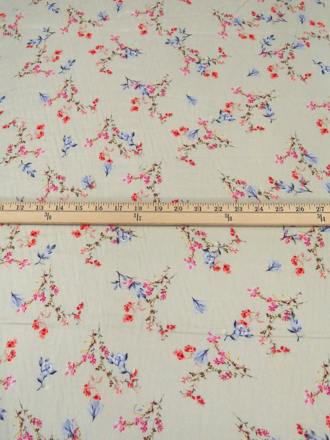 Pastel Gray/Jasper Red/French Rose/Multi 100% Cotton Small Floral Print Lawn 43W