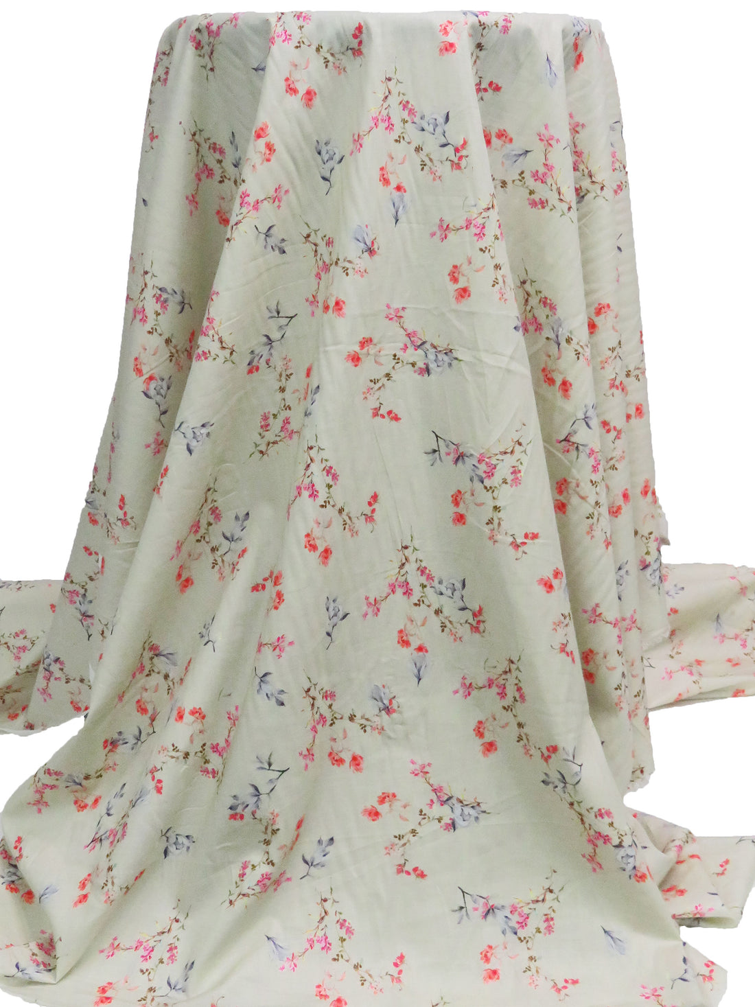 Pastel Gray/Jasper Red/French Rose/Multi 100% Cotton Small Floral Print Lawn 43W