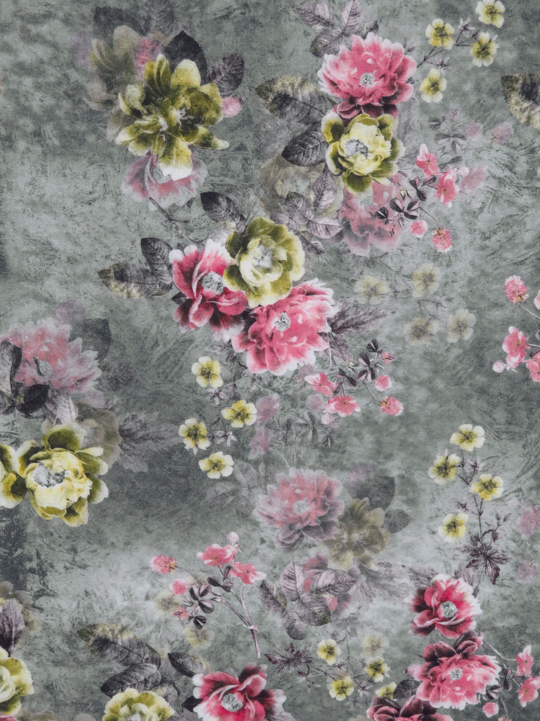 Dolphin Gray/Brass/Dusty Pink/Multi 100% Cotton Floral Print Lawn 43W