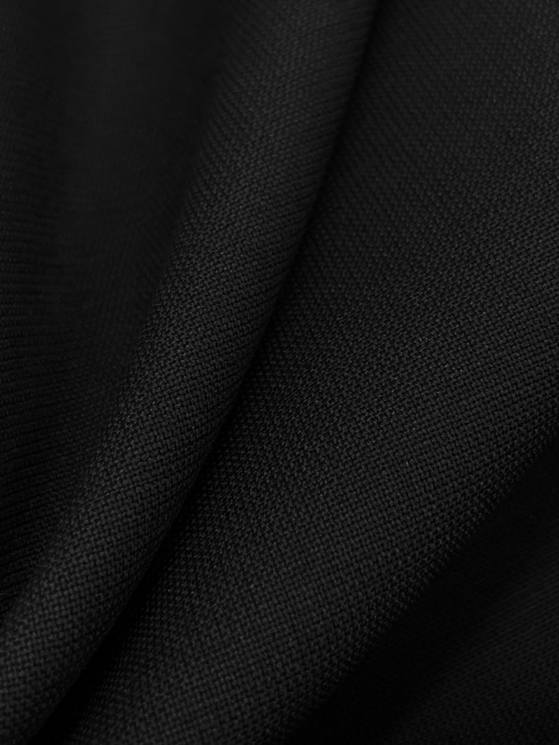 Raven Black Worsted Wool/Lycra Plain Weave Suiting - NY Designer - 60W