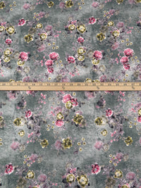 Dolphin Gray/Brass/Dusty Pink/Multi 100% Cotton Floral Print Lawn 43W