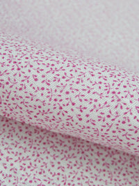 White/Fruit Punch Pink Cotton/Rayon Ditsy Floral Print Shirting - NY Designer - 60W