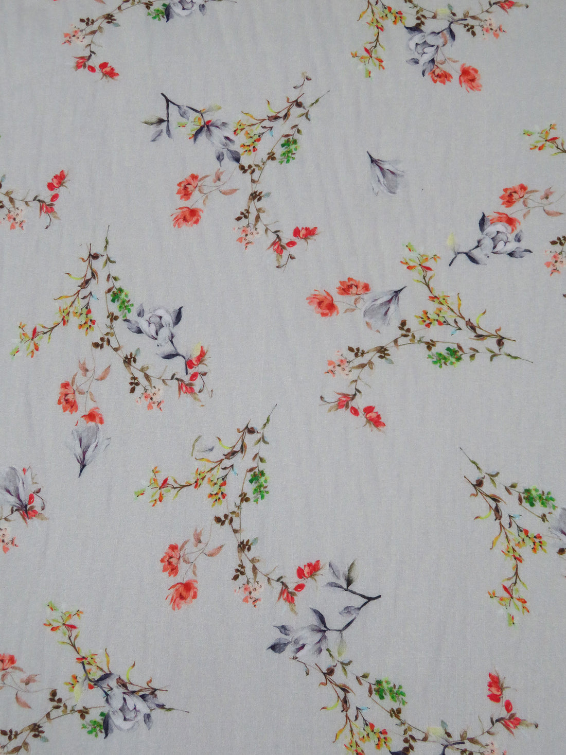 Silver Sand/Dark Coral/Deep Green/Multi 100% Cotton Small Floral Print Lawn 43W