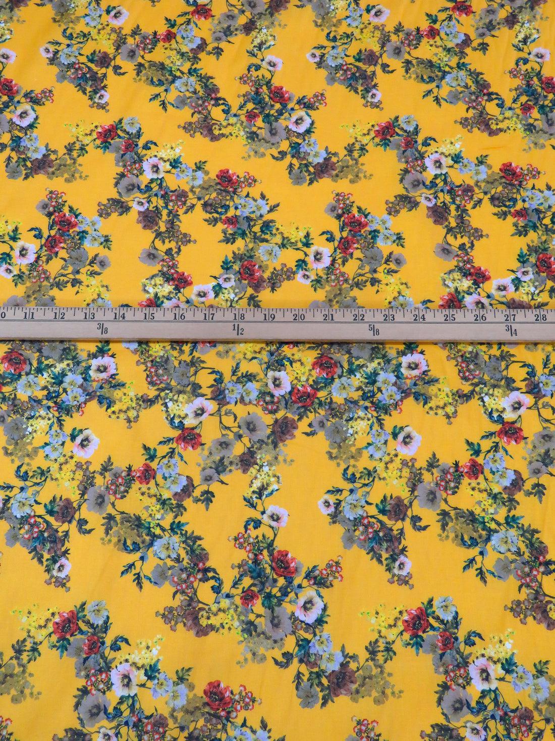Goldenrod/Red Birch/Dark Chestnut/Multi 100% Cotton Floral Print Lawn 42W