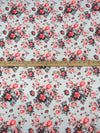 Light Gray/Persian Red/Dark Charcoal 100% Cotton Rose Cluster Print Lawn 43W