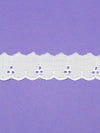 1" Daisy White Polyester/Cotton Embroidered Eyelet And Star Scalloped Lace Edging Trim