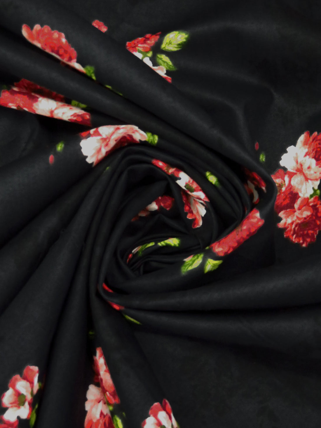Black/Lime/Ruby/Multi 100% Cotton Small Floral Bunch Print Lawn 42W