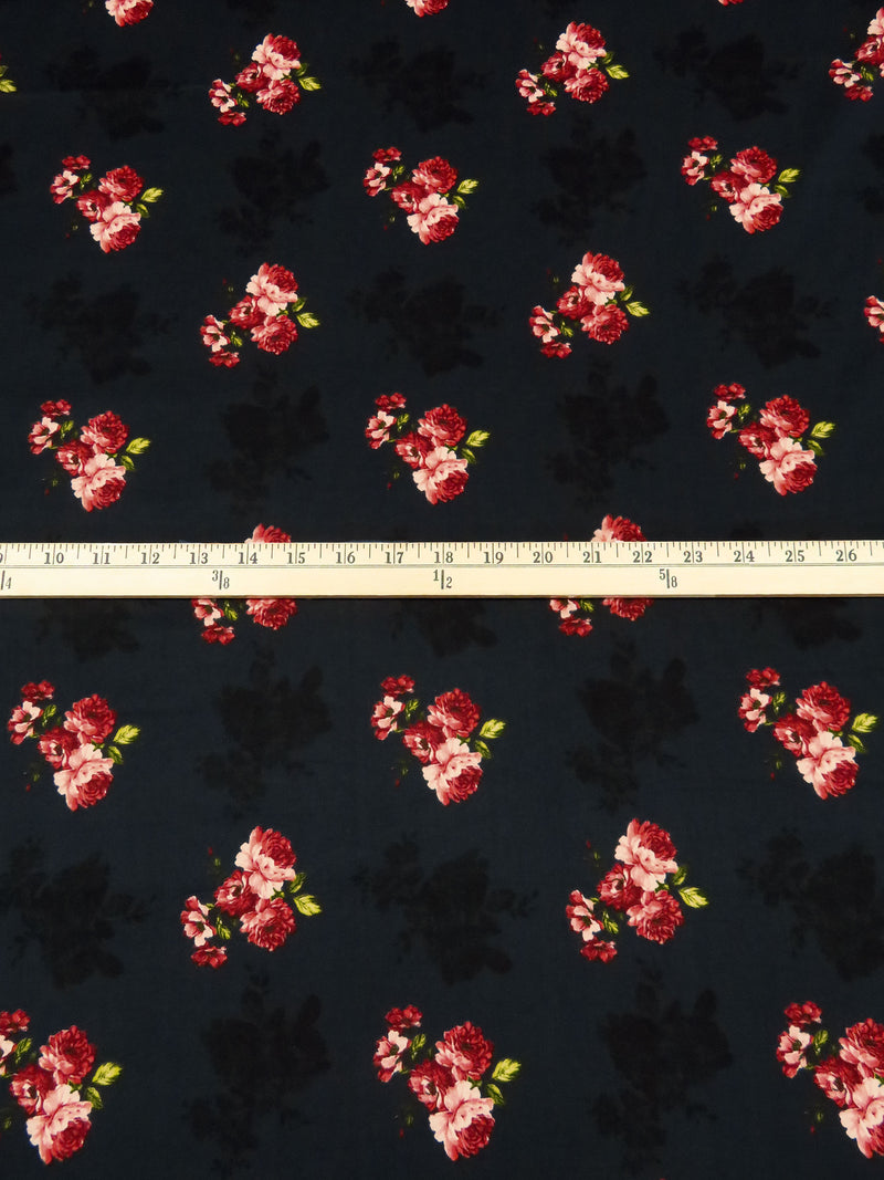 Black/Lime/Ruby/Multi 100% Cotton Small Floral Bunch Print Lawn 42W