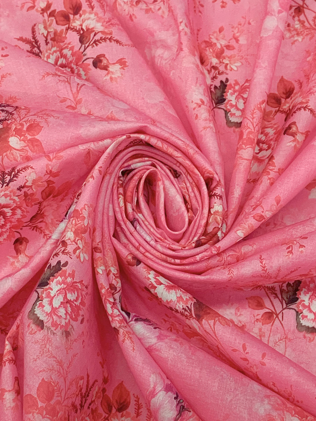 Amaranth Pink/Medium Carmine/Off-White/Multi 100% Cotton Floral Print Lawn 42W