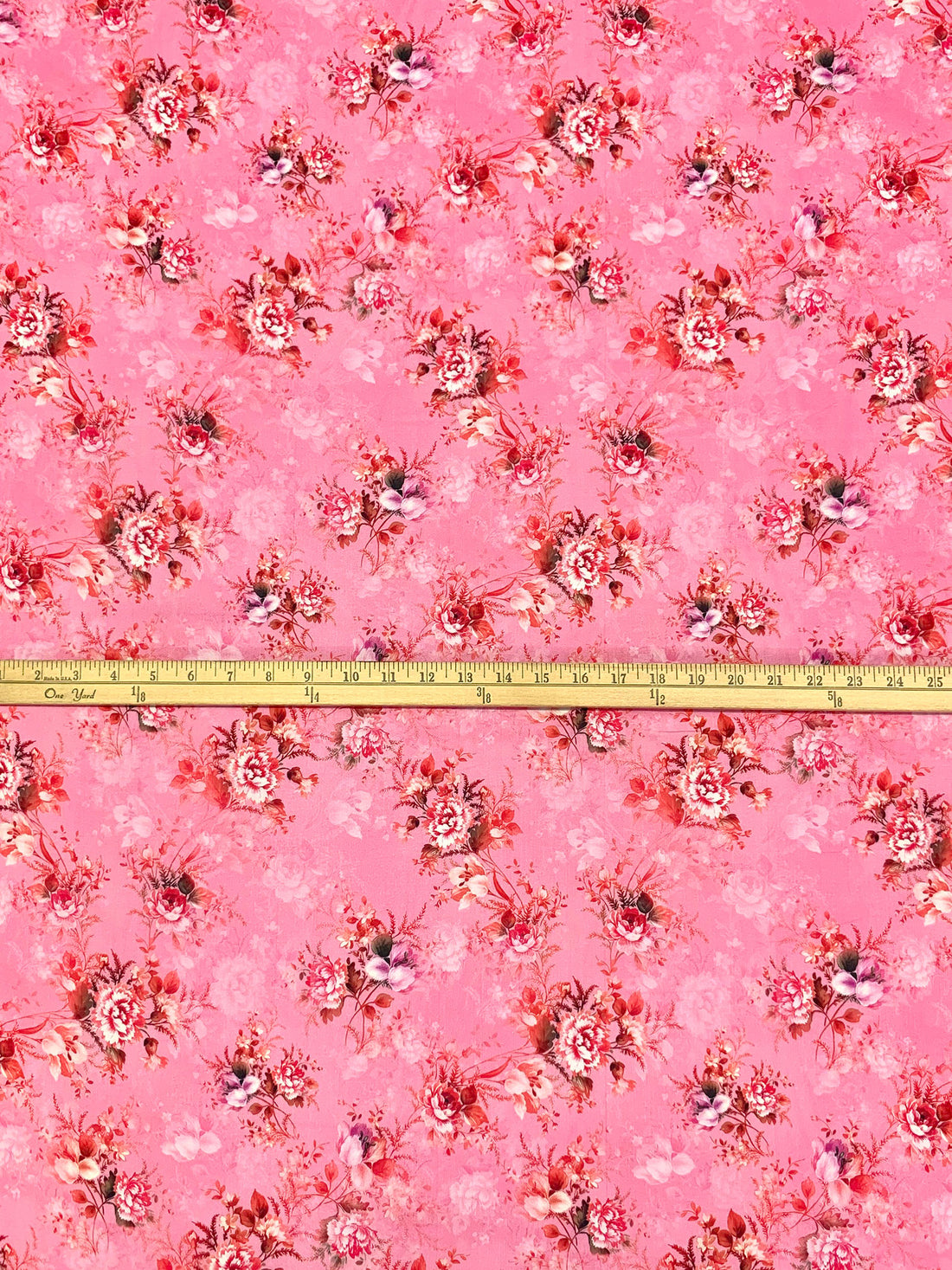 Amaranth Pink/Medium Carmine/Off-White/Multi 100% Cotton Floral Print Lawn 42W