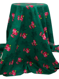 Deep Jungle Green/Cardinal Red/Pink/Multi 100% Cotton Floral Print Lawn 42W
