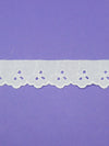 1.5" White Polyester/Cotton Embroidered Floral Branches Eyelet Scalloped Lace Edging Trim