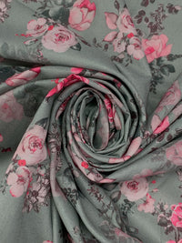 Titanium/Silver Pink/Multi 100% Cotton Floral Print Lawn 43W