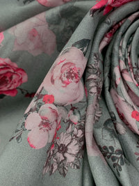 Titanium/Silver Pink/Multi 100% Cotton Floral Print Lawn 43W