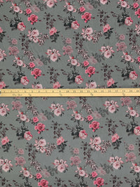 Titanium/Silver Pink/Multi 100% Cotton Floral Print Lawn 43W