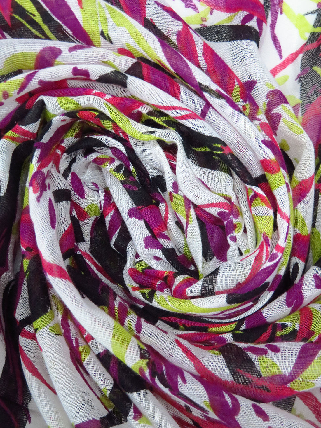 White/Bitter Lime/Amaranth/Multi 100% Cotton Abstract Print Gauze 64W