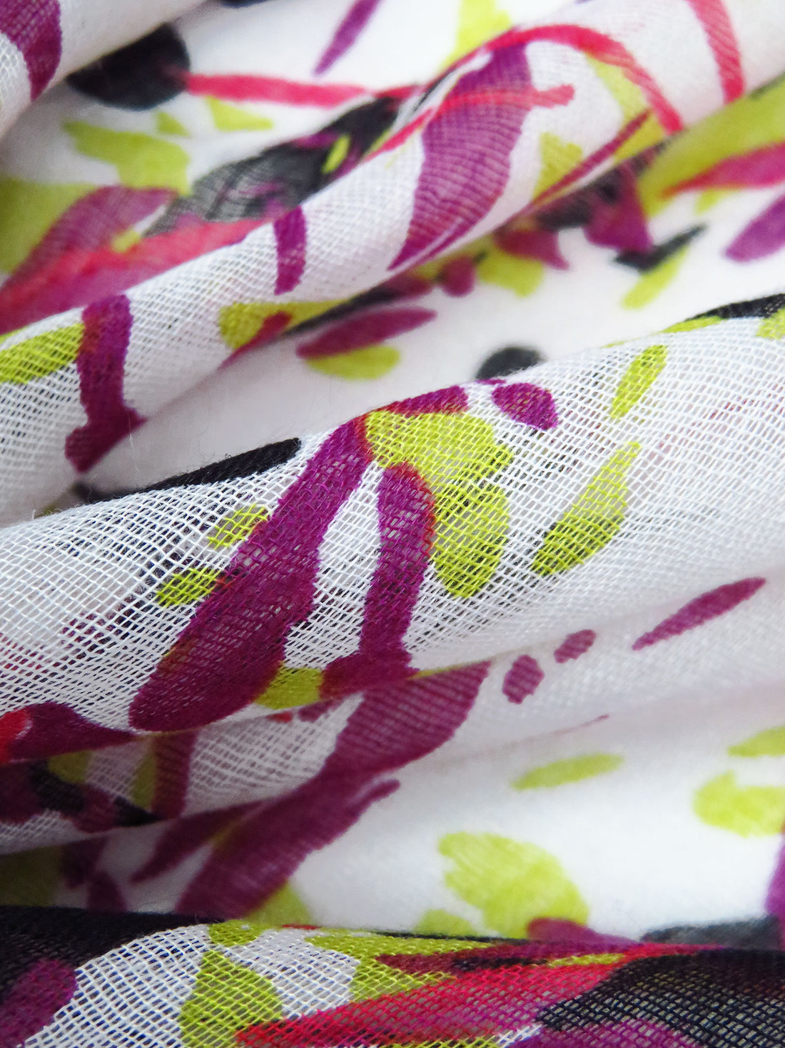 White/Bitter Lime/Amaranth/Multi 100% Cotton Abstract Print Gauze 64W