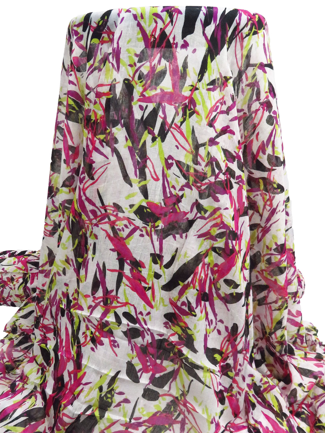 White/Bitter Lime/Amaranth/Multi 100% Cotton Abstract Print Gauze 64W