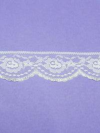 2"  White/Silver 100% Nylon Floral Scalloped Lace Netting Edging Trim