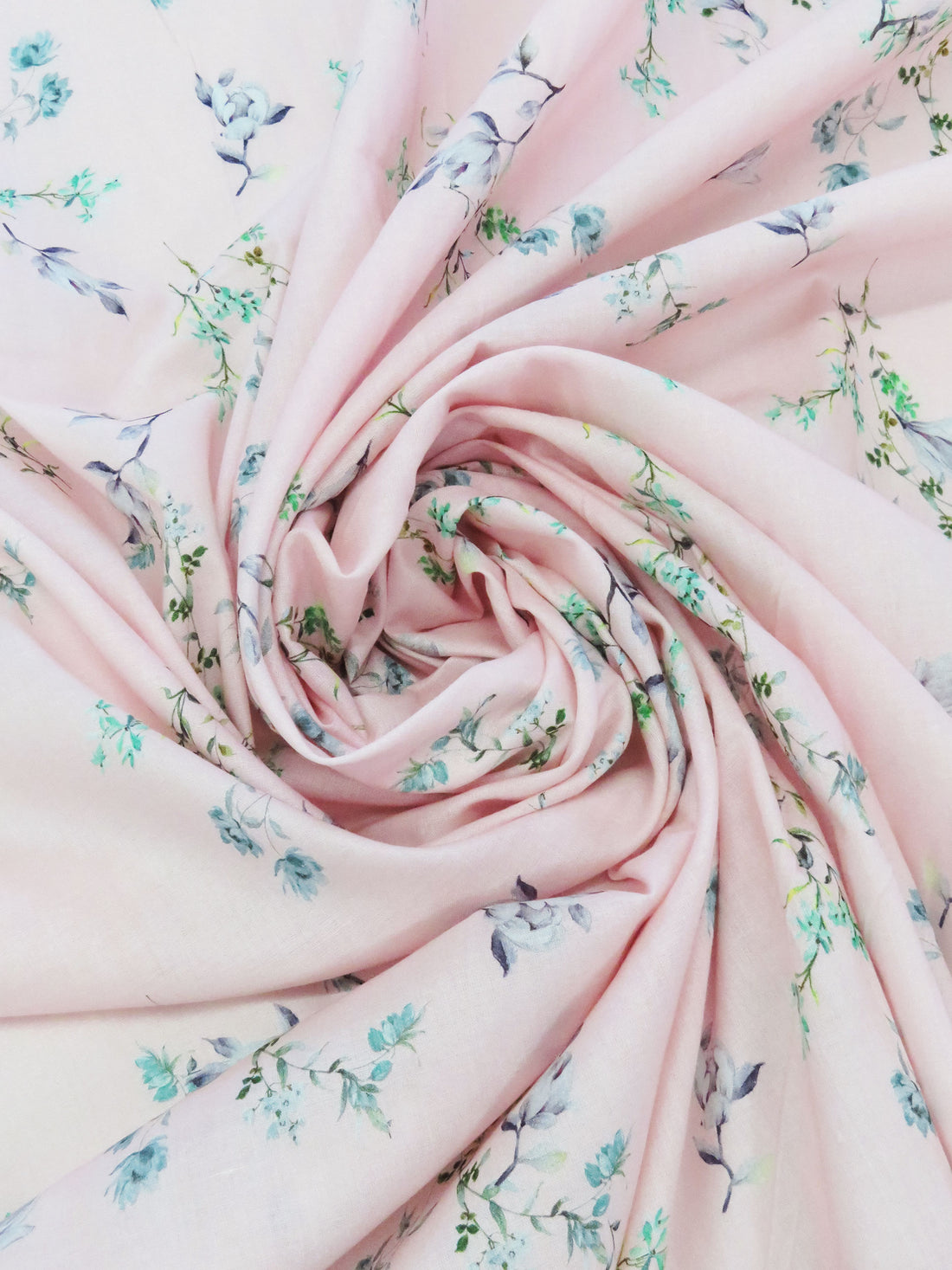 Cherry Blossom/Spearmint/Dark Dusty Lavender/Multi 100% Cotton Floral Branches Print Lawn 42W