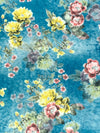 Ocean Blue/Dandelion/Multi 100% Cotton Floral Print Lawn 42W