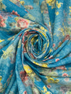 Ocean Blue/Dandelion/Multi 100% Cotton Floral Print Lawn 42W