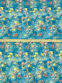 Ocean Blue/Dandelion/Multi 100% Cotton Floral Print Lawn 42W