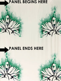 SOLD BY THE PANEL ONLY - Eggshell/Dark Imperial Blue/Shamrock Green Polyester/Lycra Large Abstract Floral Print ITY Knit 58W