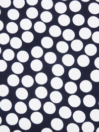 Navy/White 100% Viscose Polka Dot Print Crepe Back Satin - Imported From Italy - 56W