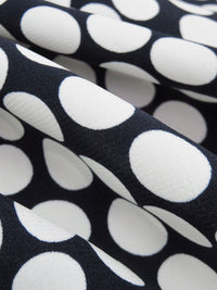 Navy/White 100% Viscose Polka Dot Print Crepe Back Satin - Imported From Italy - 56W