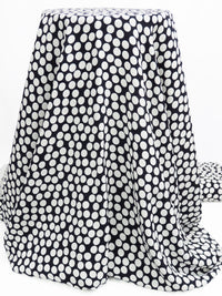 Navy/White 100% Viscose Polka Dot Print Crepe Back Satin - Imported From Italy - 56W