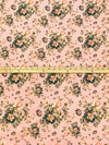 Peach Puff/Dark Forest Green/Multi 100% Cotton Floral Print Lawn 42W