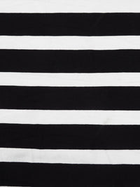 Black/White Rayon/Lycra Horizontal Stripe Print Jersey Knit 60W