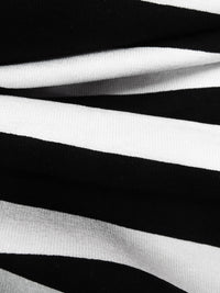 Black/White Rayon/Lycra Horizontal Stripe Print Jersey Knit 60W