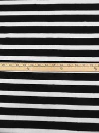 Black/White Rayon/Lycra Horizontal Stripe Print Jersey Knit 60W